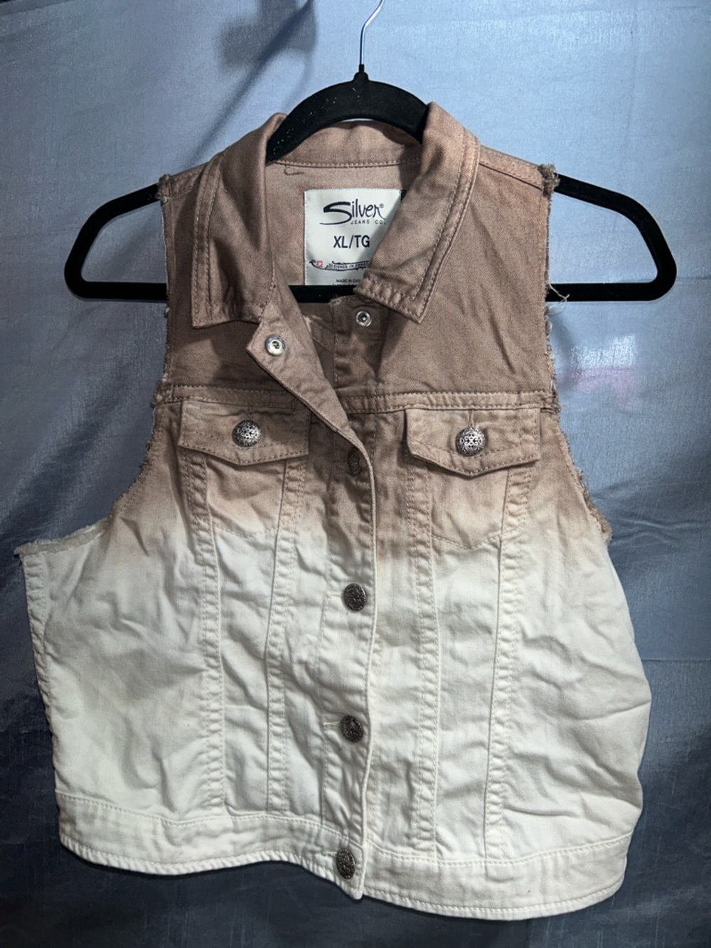 Silver Jeans brown/Tan Ombre Denim Vest XL